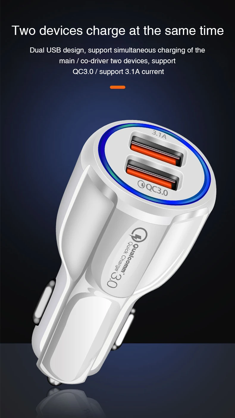 2020 New Hot Sale Product Fast Car Usb Charger Factory Price Wholesale Qc3.0 For Apple Iphone 11/6/7/8 Mobile Phone Car Charger