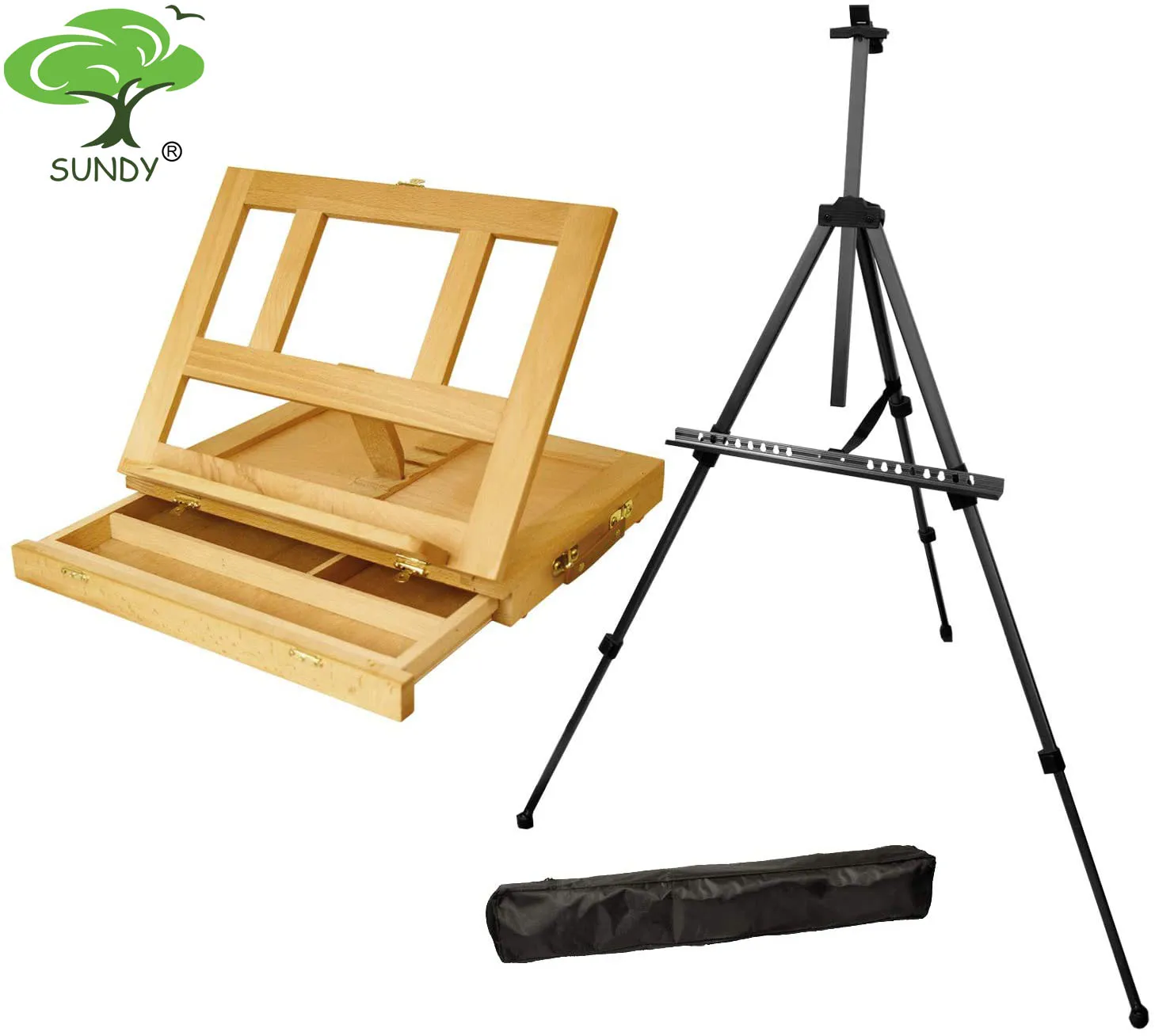 133pc Deluxe Artist Painting Set With Aluminum And Wood Easels,Paint