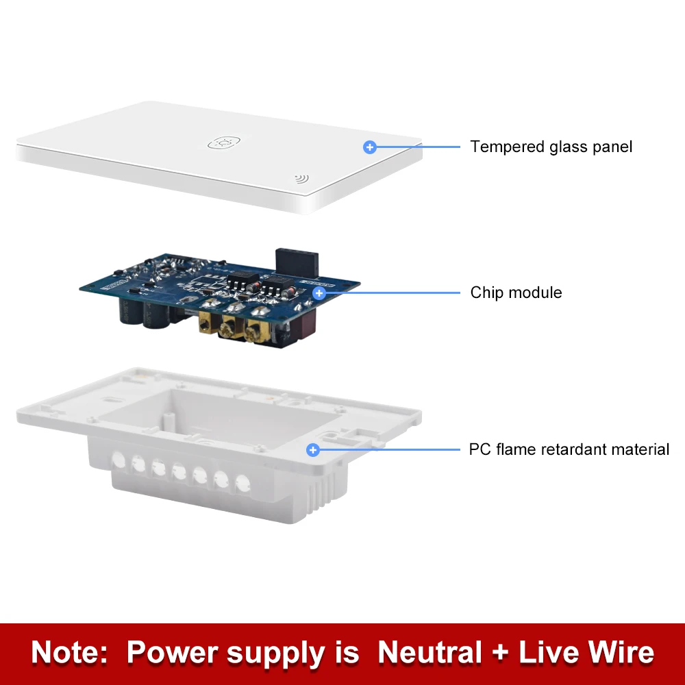 Keeper US Tuya Smart ZigBee Home Wifi Wall Touch Switch 3 Gang Glass Panel Voice Control Light Switch - ANKUX.COM