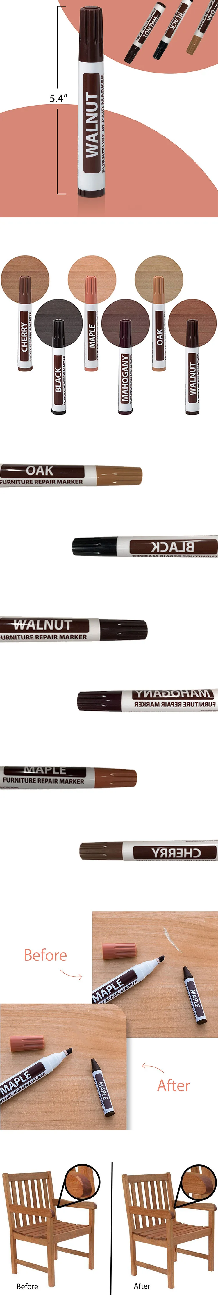 Furniture Markers Touch Up Repair System Scratch Restore Kit 6 Felt