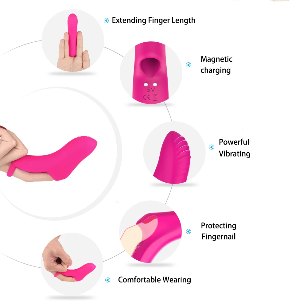 Lady G Spot Soft Silicone Finger Sleeve Shape Vibrator Finger Vibrator