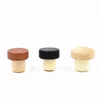 customized black color T shape wooden and synthetic cork wine spirits liquor glass bottle top cork stopper
