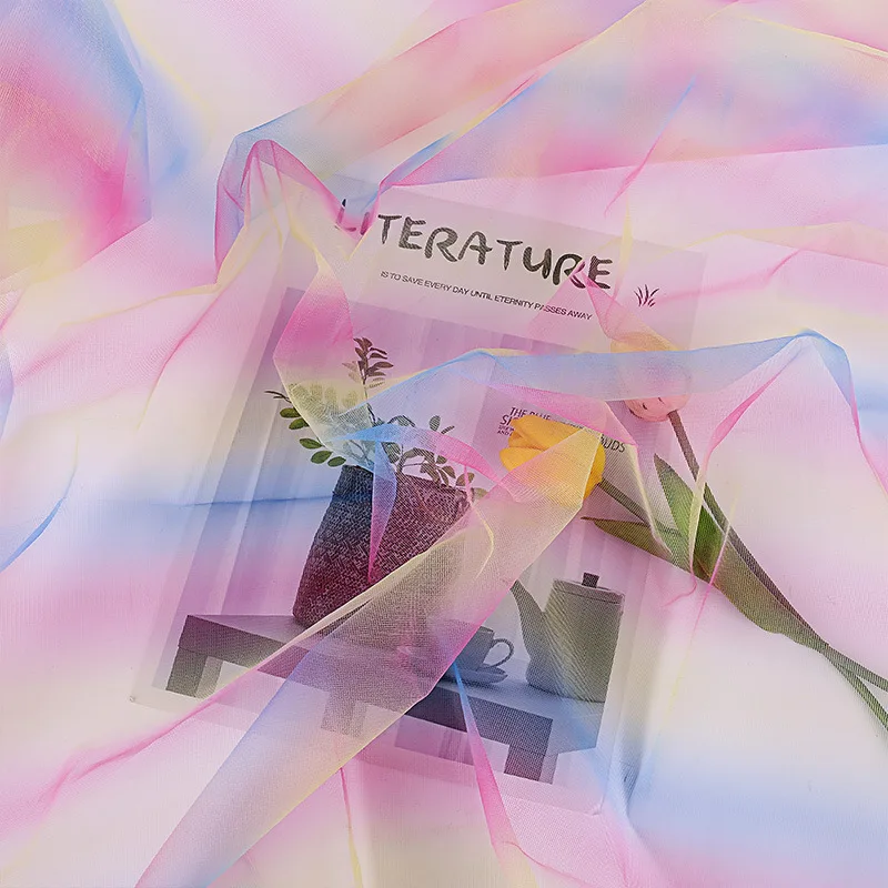 
Polyester Knitted Costumes foil printing mesh colorful star printing mesh foil printing tulle 