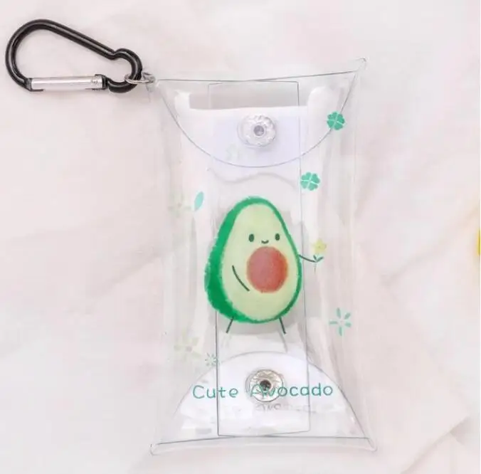 Cute Fruit Transparent Waterproof  Pencil Bags Coin Purse Wallet Pocket Bag Keychain Earphone Bag
