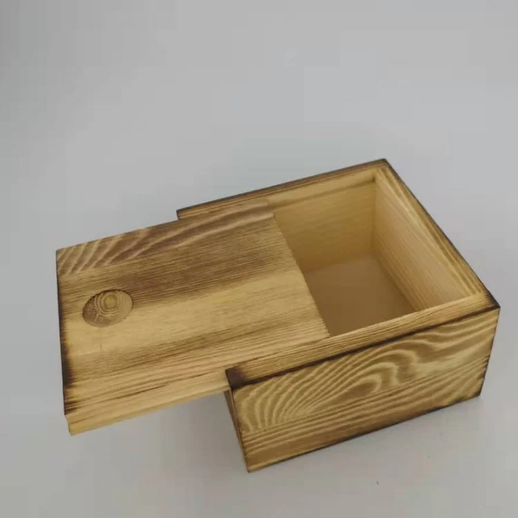 Natural Antique Small Popular Single Pine Wood Sliding Lid Storage Soap