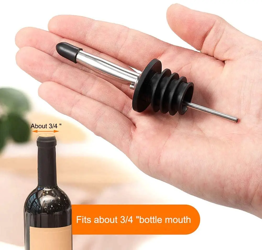 48 Pack Stainless Steel Classic Bottle Pourers Tapered Spout - Liquor