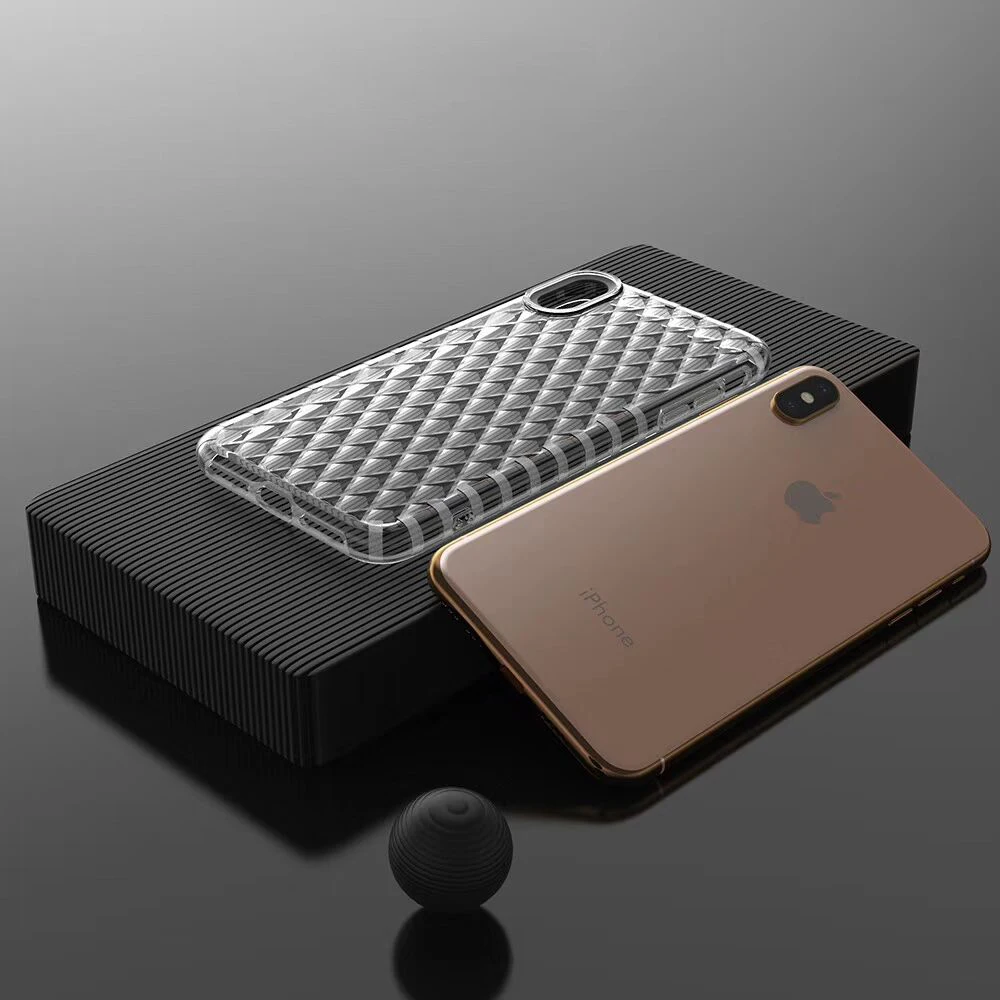 菱形纹理透明 tpu 手机外壳防滑瓷质感手机后盖