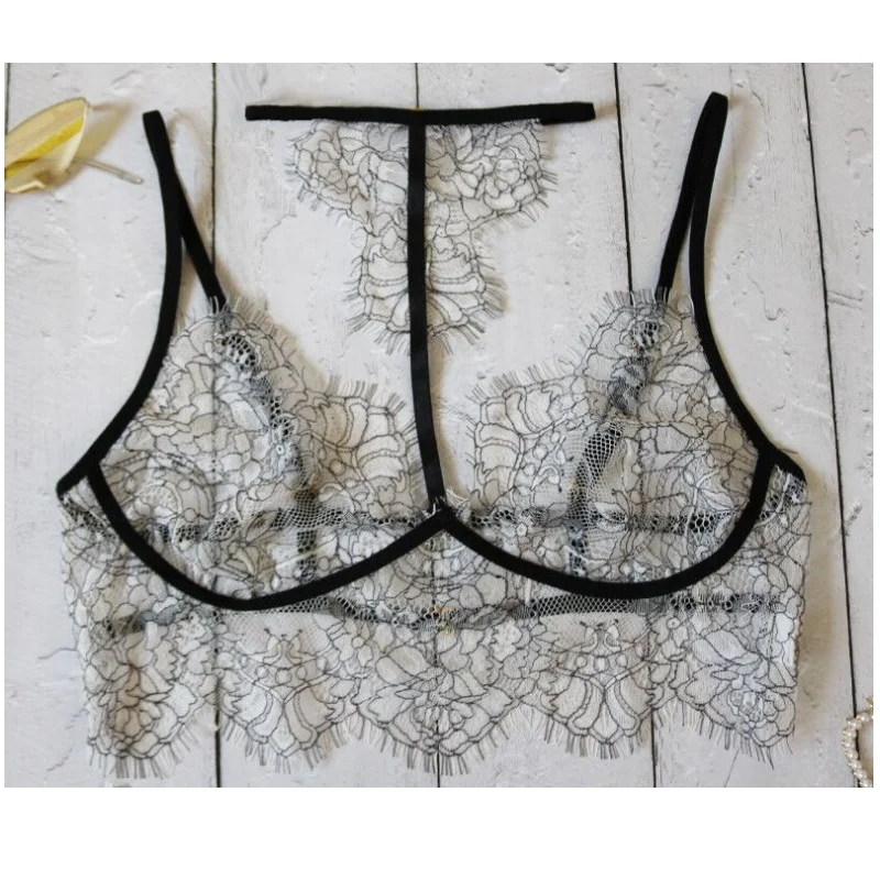 热比基尼女性文胸裸体透明性感蕾丝流苏侧面开叉内衣