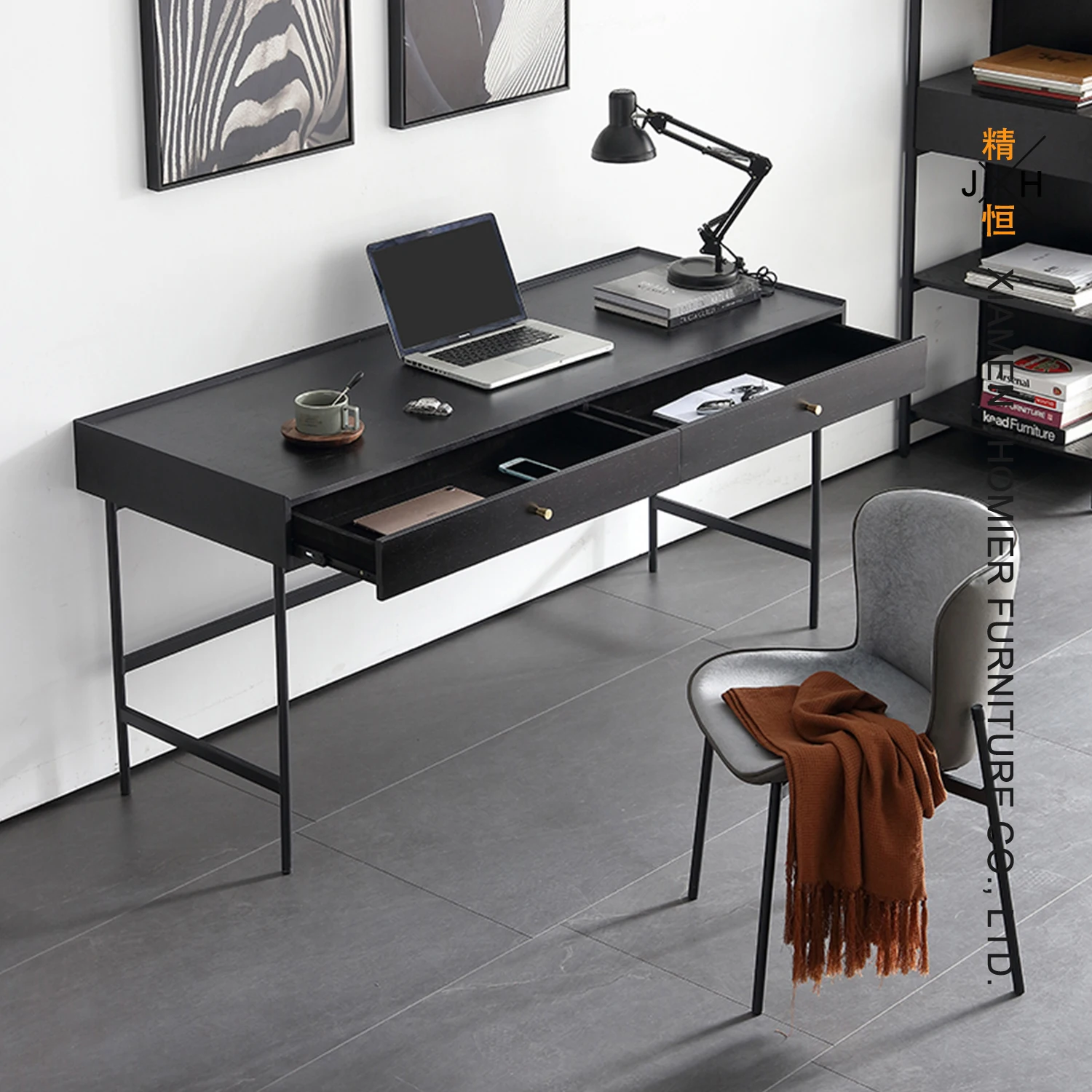 High Quality Modern Gold White Office Desk With Drawer,Furniture Office