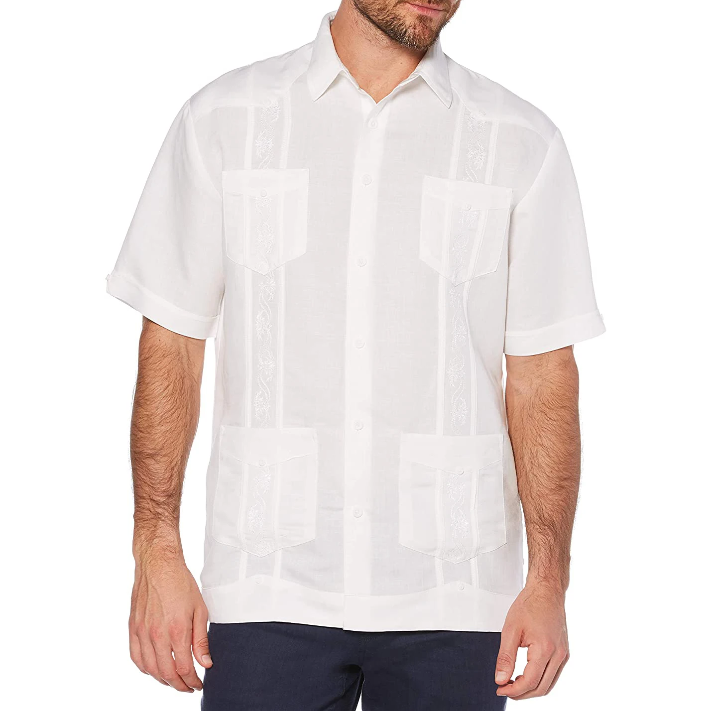 High Grade Cotton Polyester Guayabera Style Embroidered Short Sleeve ...