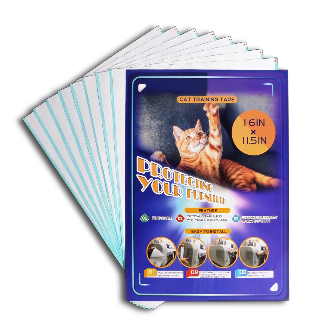 8 Sheets Double sided Cat Anti Scratch Tape for Protecting Furnitures