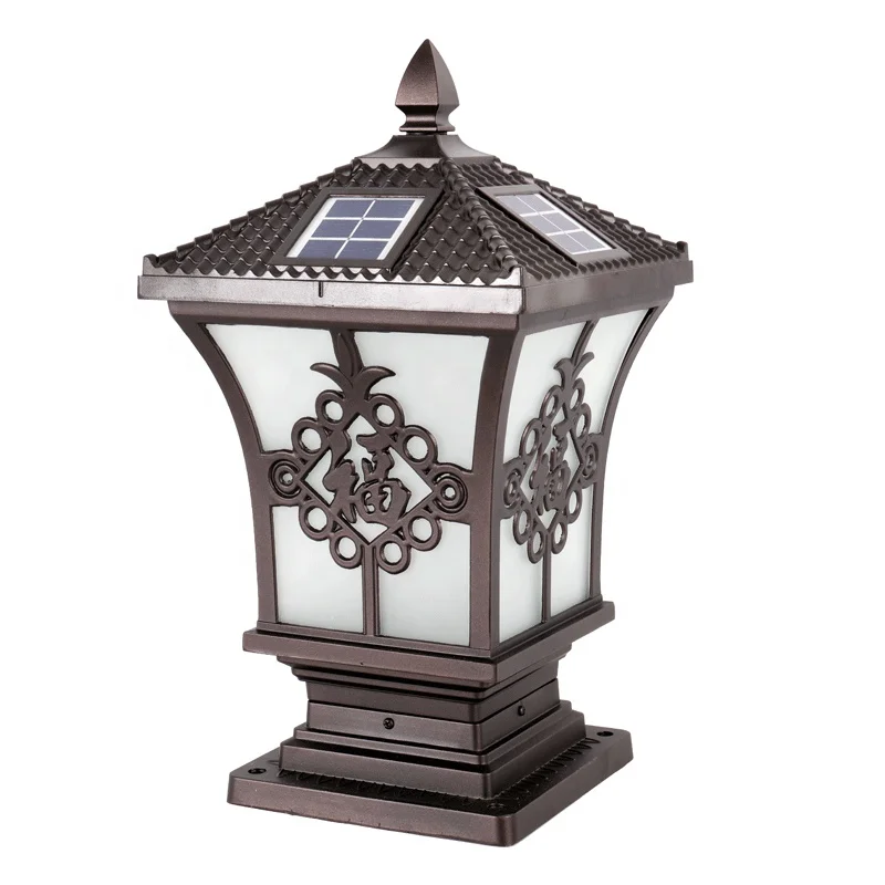 Outdoor Waterproof Square Led Solar Main Gate Post Solar Pillar Light 