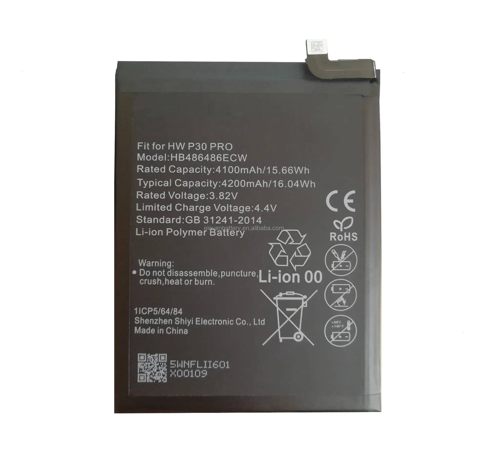 Hot Selling 3.82v 4100mah Cell Phone Battery Hb486486ecw For Huawei P30 ...