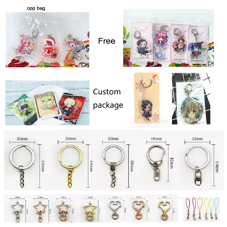 Manufacturer acrylic charm keychains custom cheap clear printing transparent acrylic shaker keychains details