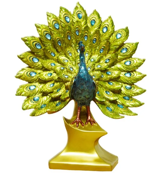 Exotic Resin Peacock Ornament Figurine Statue Resin Craft Wedding Home ...