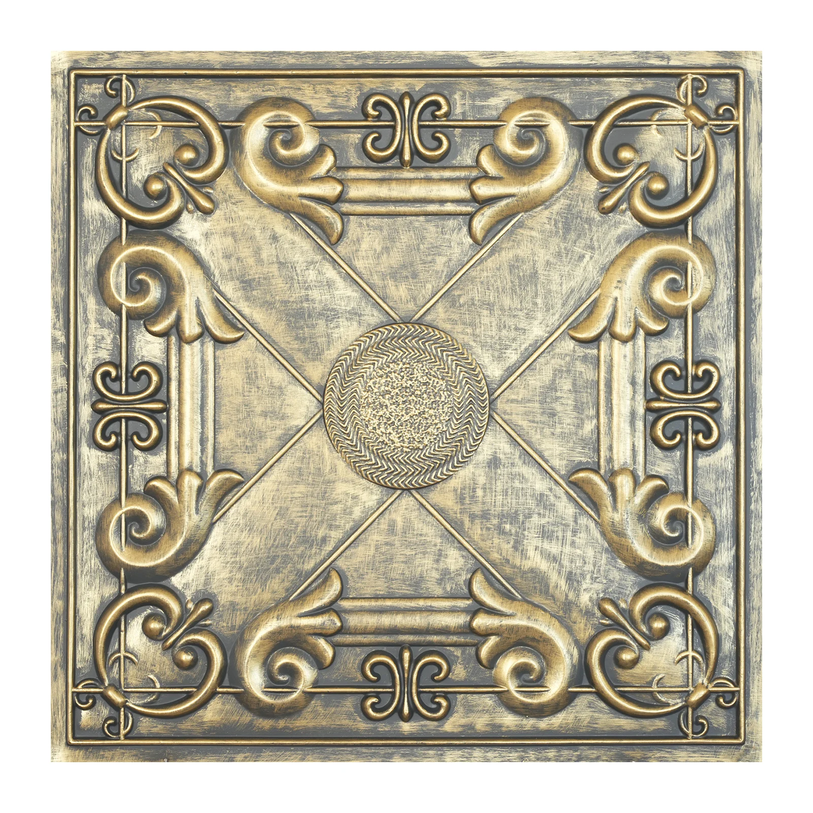 PL22 Artistic PVC Ceiling Tiles - Distressed Tin Design, 2x2 ft, OEM/ODM