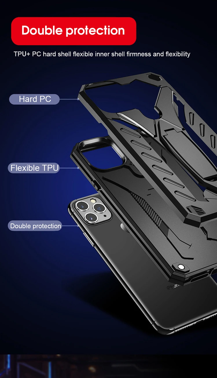 OTAO Flexible Shockproof Holder For Phone Case Cover For iPhone 11 Pro Max 7 XR XS MAX X 8 7 6 6s Plus Coque For iPhone 11Stand