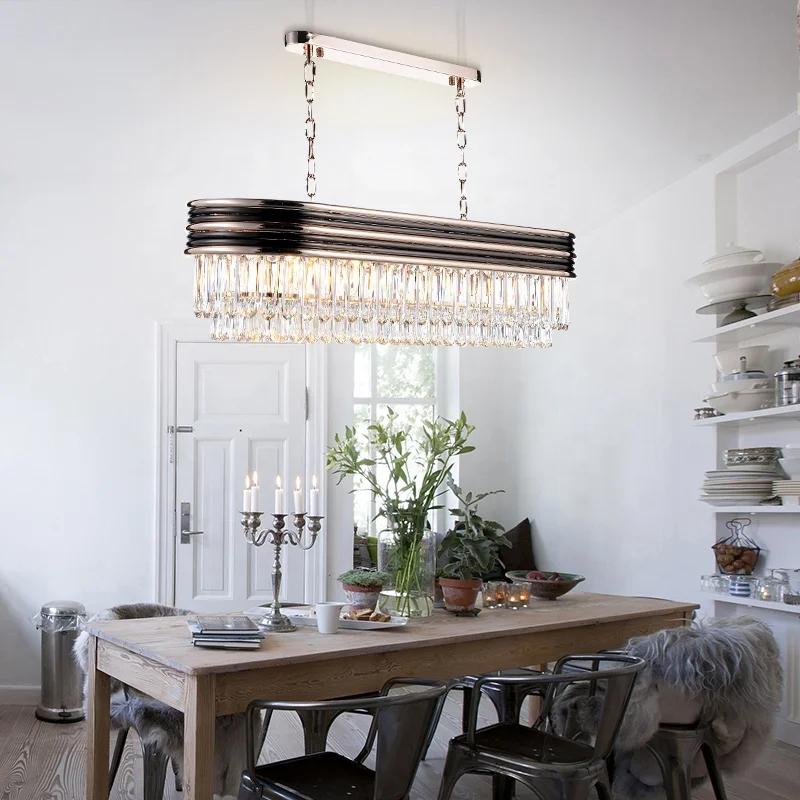 2020 Chandelier Rocket Chinese Crystal Hanging Rectangle Modern Ceiling Pendant Light