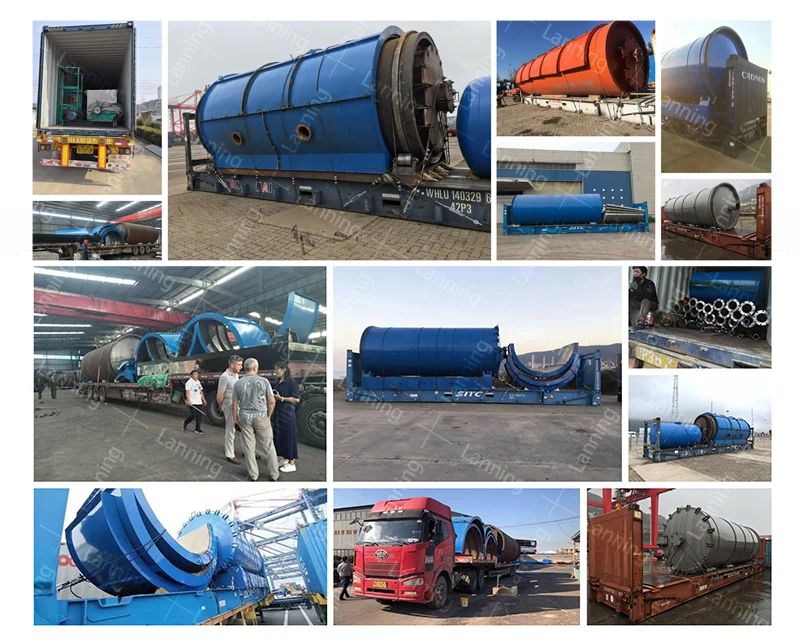 waste tyre rubber and plastic  recycling pyrolysis machine