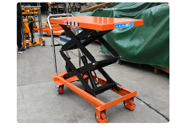 Shear Fork Type Manual Mobile Hydraulic Lifting Platform Truck Load
