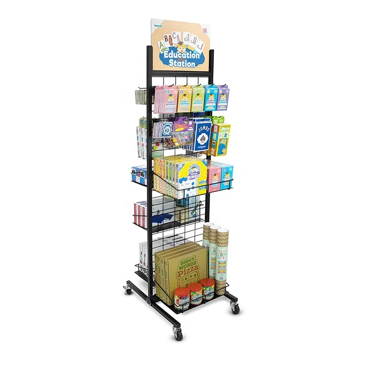 Rolling Retail Display Merchandising Rack Store Fixture Black Floor