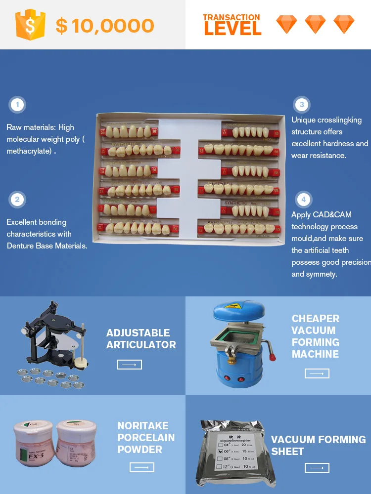 Denspay Lab 2 Layer Acrylic Teeth Full Set For Dentures With Factory
