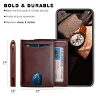 Amazon Hot Personalized LOGO RFID Blocking Full Grain Leather Wallet Mens Money Clip Credit Card Holder