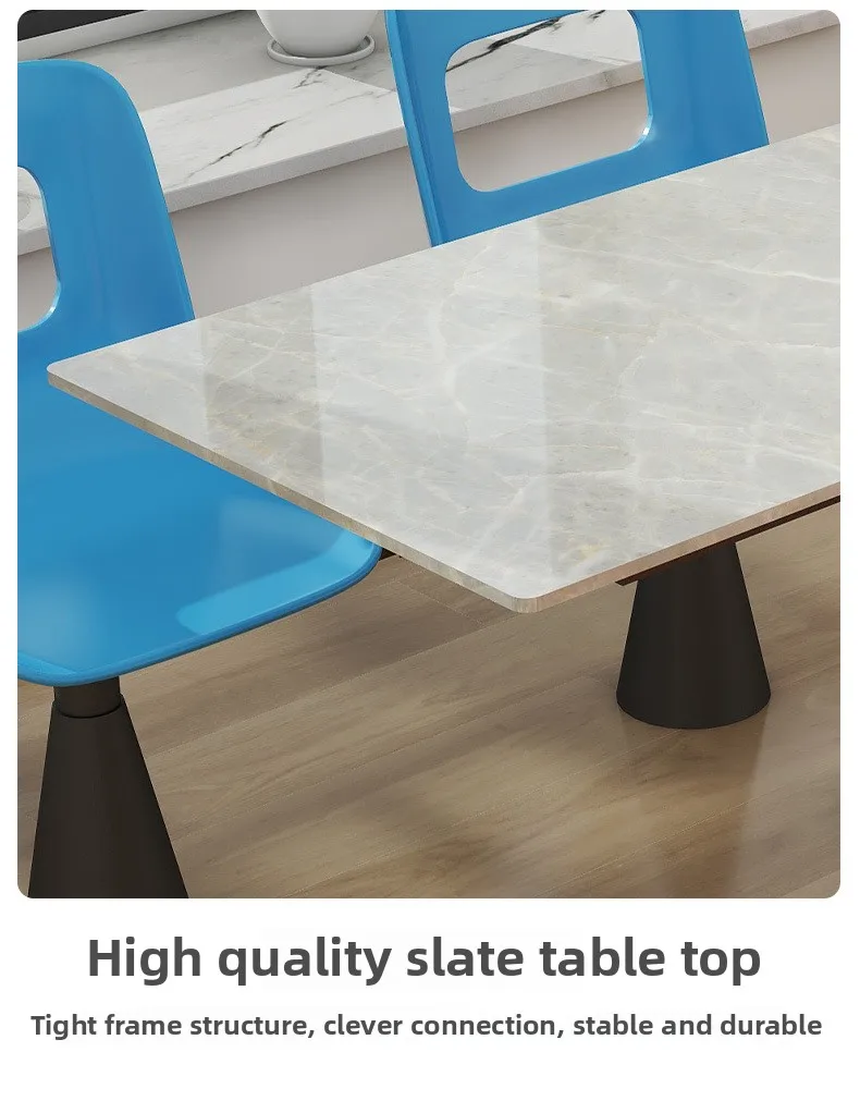 product modern four person dining table chair set wood panel rock slab school canteen restaurant furniture-9