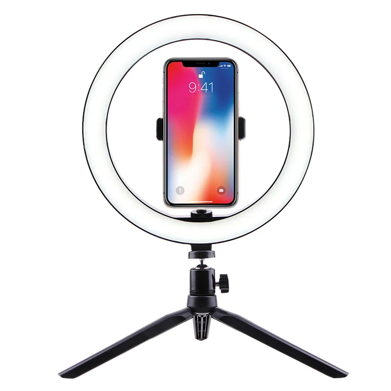 universal selfie  mini tripod table  10 inch led ring light