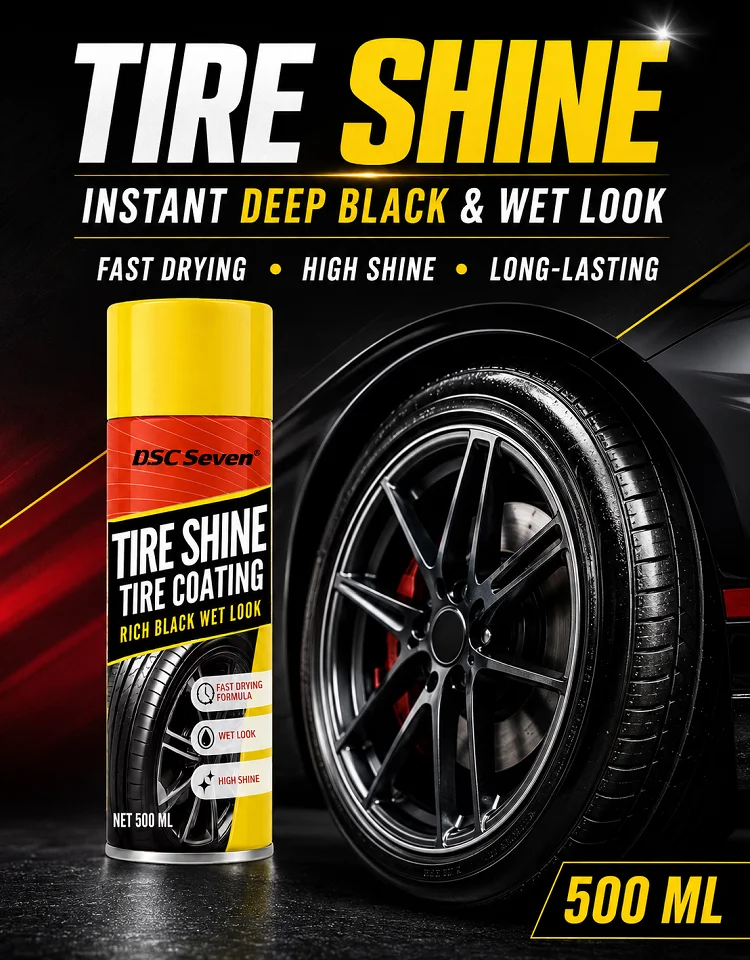 500mL  Tire Shine Polish Spray, Professional Tire Care Anti-Aging High Gloss Durable Protection Car Care Product