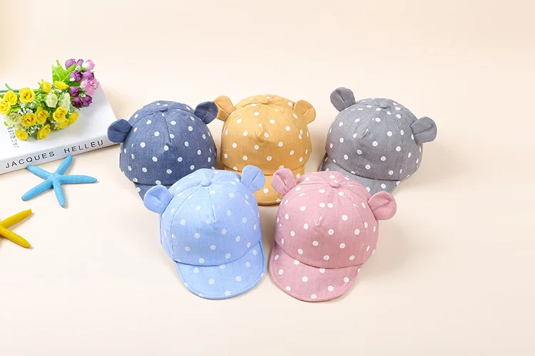 Cute Baby Hats Baby Boys Girls Kids Polka Dot Hat Smiling Face Wave Point Baseball Cap Sunhat casquette enfant Baby Hat
