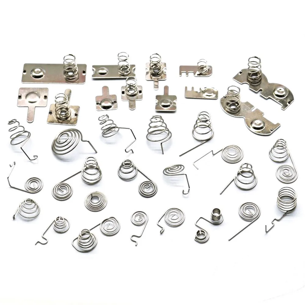 Custom Battery Terminal Brass Plated D Battery Contacts Coil Spring For