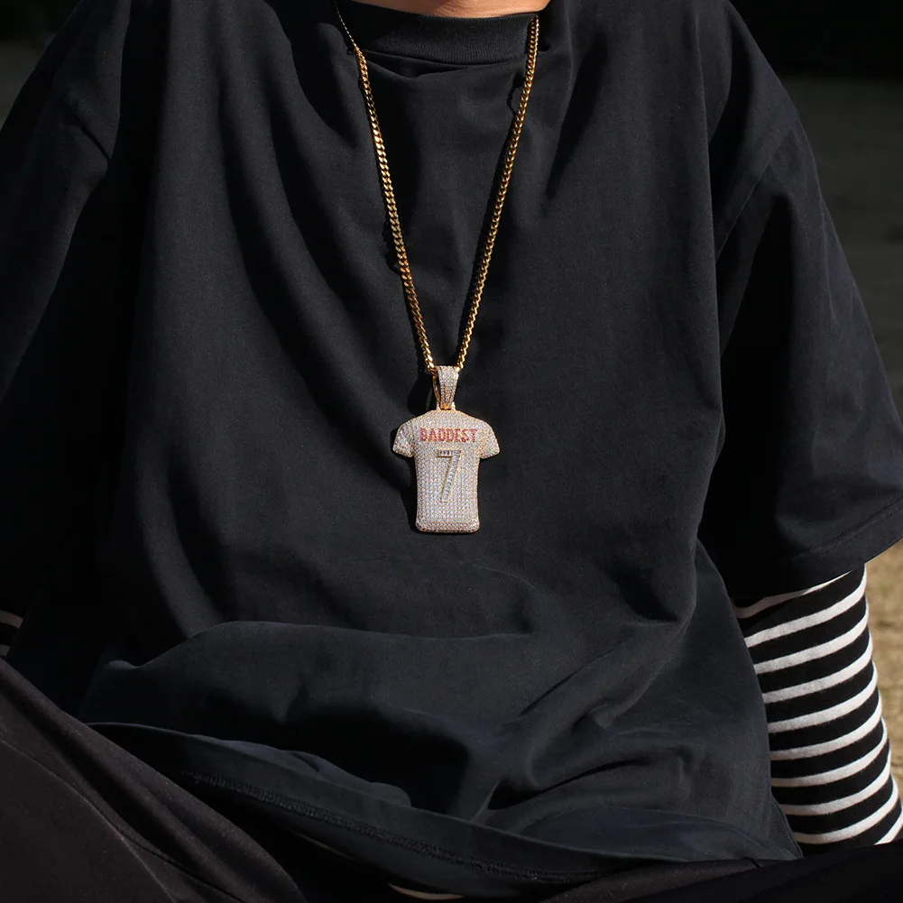 Fashion Cristiano Ronaldo No.7 Jersey Dangle Pendant Iced Out Zircon