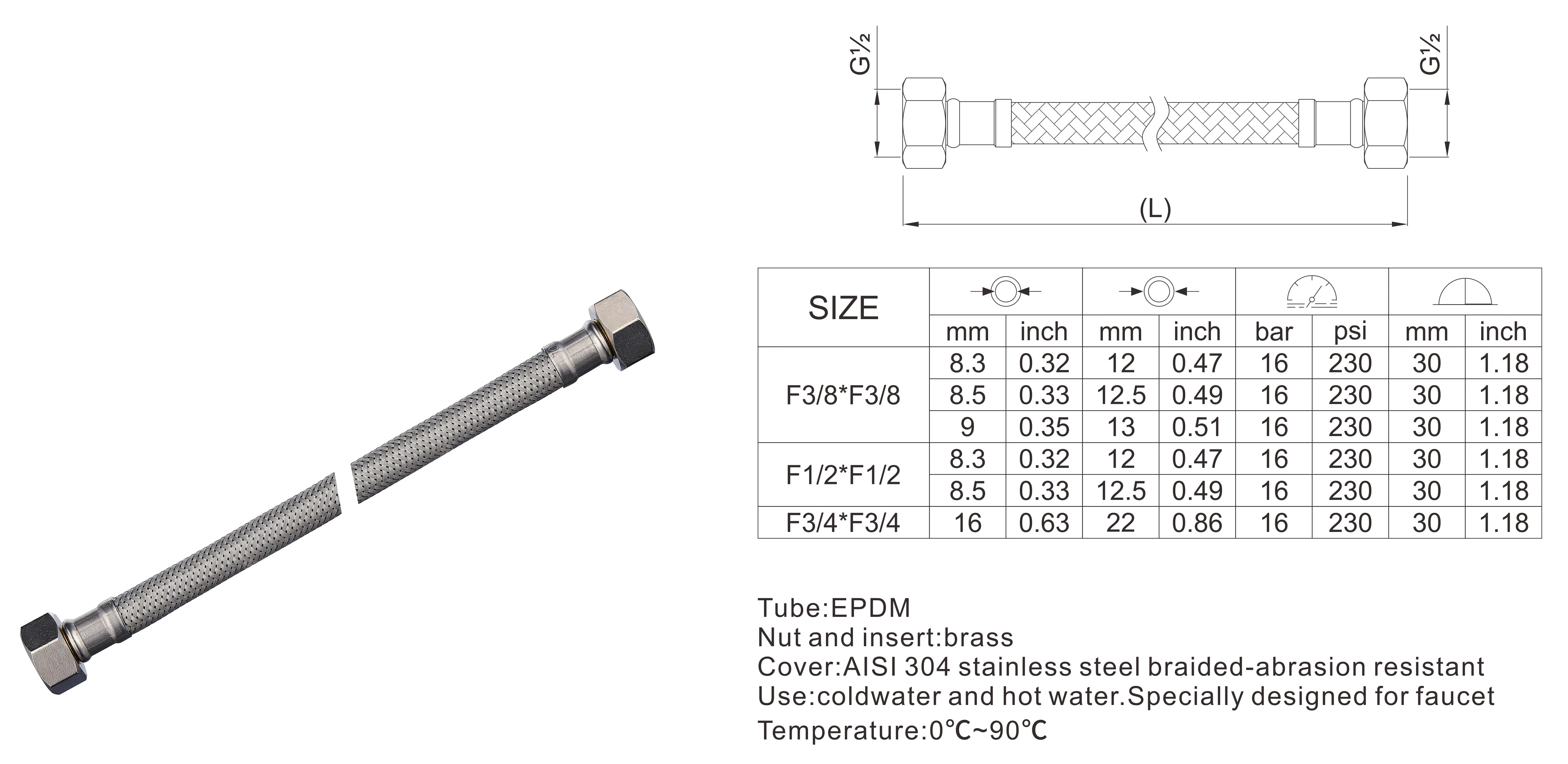 Aifol Oem F3/8" Faucet Tap Flexible Braided Plumbing Stainless Steel Hoses Pipe Buy Epdm Pvc
