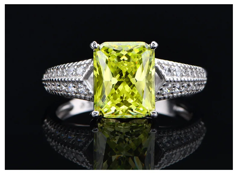 5.6 Karat Lab Diamond Ring Classic 8*10 Ice Flower Cut 925 Silver Ring with Classic Style