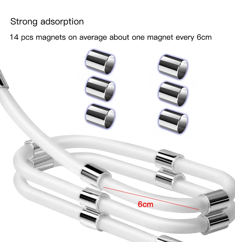 2020 Newest 12Pcs Magnets Usb Charging Cable 1M Supercalla Organizing Easy Coil Magnetic Self Winding Cable - ANKUX.COM