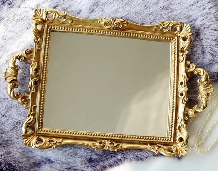 2020 Christmas Nordic Home Decor Gold Jewelry Display Tray Mirror Tray