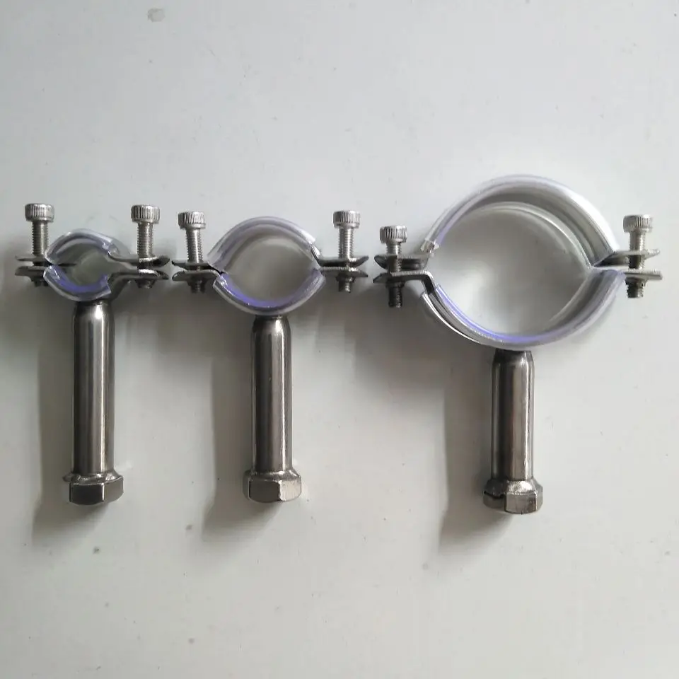 
When zhou yili Sanitary stainless steel pipe bracket M10 nut pipe bracket with anti shock transparent buffer strip 
