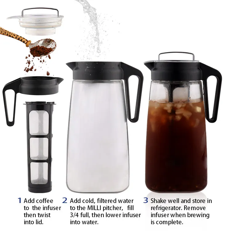 Airtight Glass Cold Brew Iced Coffee Maker Coffee And Tea Infuser,Iced ...