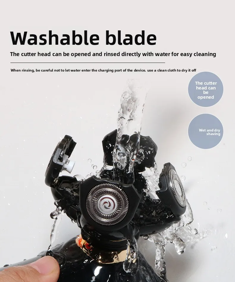Custom 5-Blade USB Electric Shaver Bald Machine Washable Multifunction 5 in 1 LED Display Household Electric Shaver