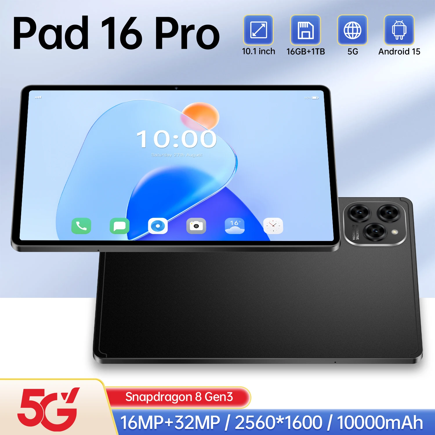 Educational 10.1 tablet with kid-safe case, parental dashboard interface, and stylus docked in slot