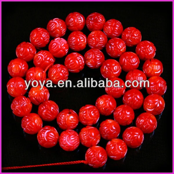 Half drilled synethic carved coral rose beads,half hole coral flower beads.jpg