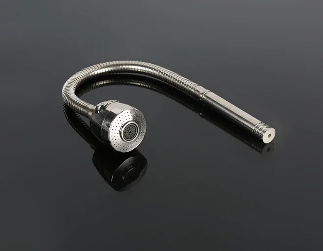 304 不锈钢柔性鹅颈水龙头,通用旋转拉丝防爆高温软管水龙头