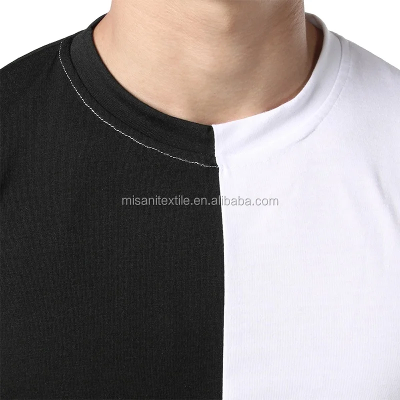 Misani Custom Mens Split Two Tone Color Block Half Black Half White T Shirt Buy Graphic T Shirt Men Black T Shirts White T Shirt Product On Alibaba Com