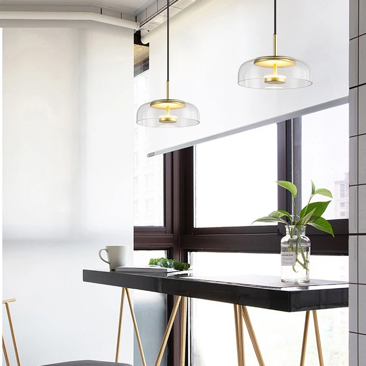 High quality hotel and house use chandelier modern hanging light ceiling gold color glass pendant lamp led