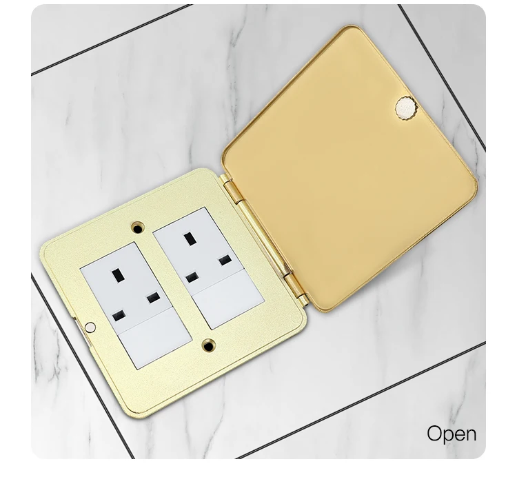 British standard multi module 13A brass open floor socket