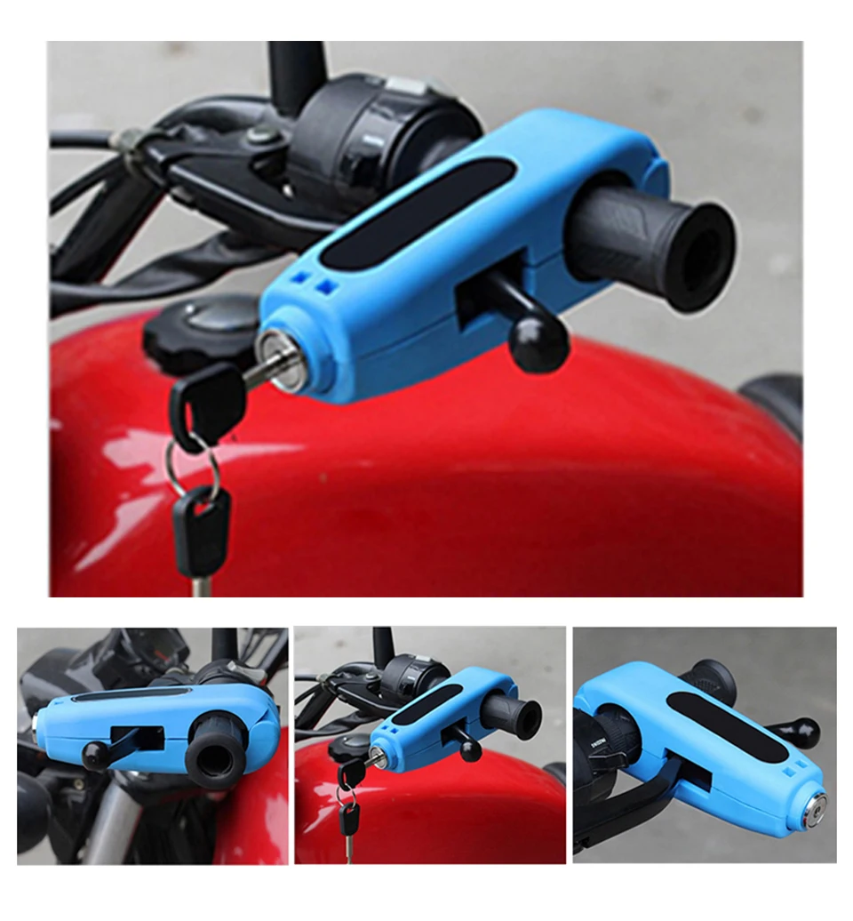Universal Motorcycle Handlebar Safety Lock Scooter Brake Throttle Grip Anti Theft Protection