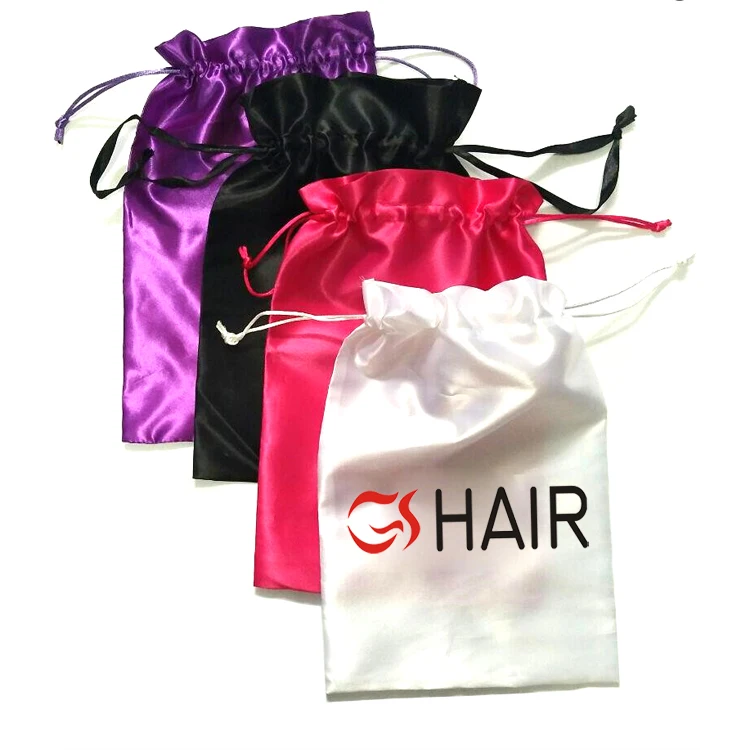 Wholesale Virgin Custom Printing Large 1 5 Bundles Bag Silk Drawstring