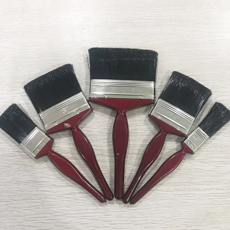 Black Bristle Long Wooden Handle Angle Bend Paint Brush Manufacturer