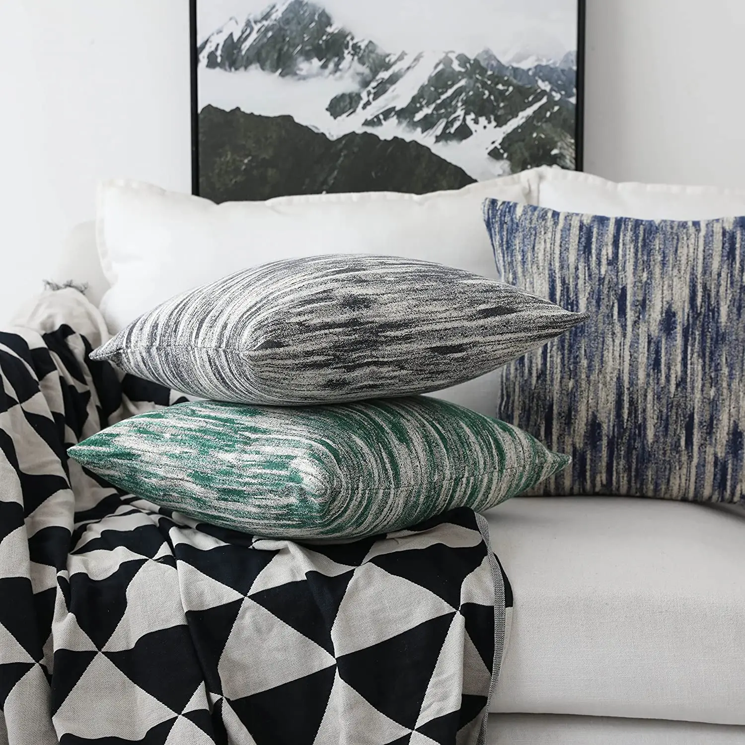 navy textured throw pillow